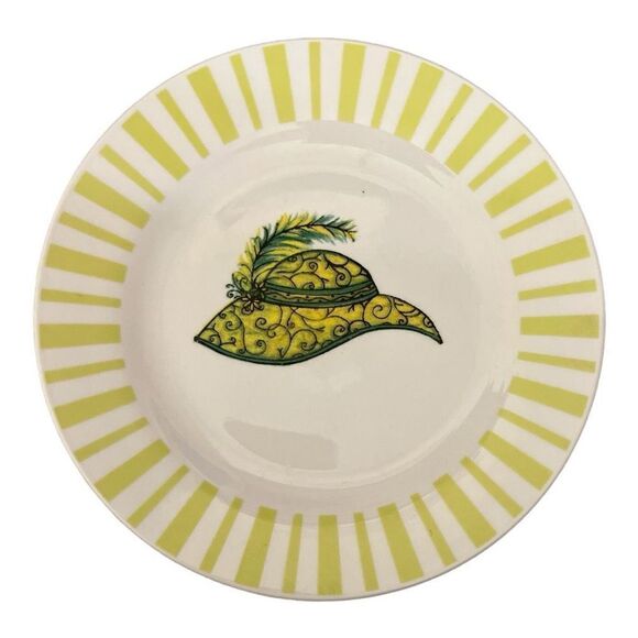 WCL set of four dessert striped with hats serving plates 7.5” diameter - Picture 4 of 6